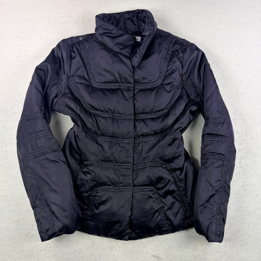 Laundry by Shelli Segal Black Down Fill Quilted Puffer Jacket Women Size M